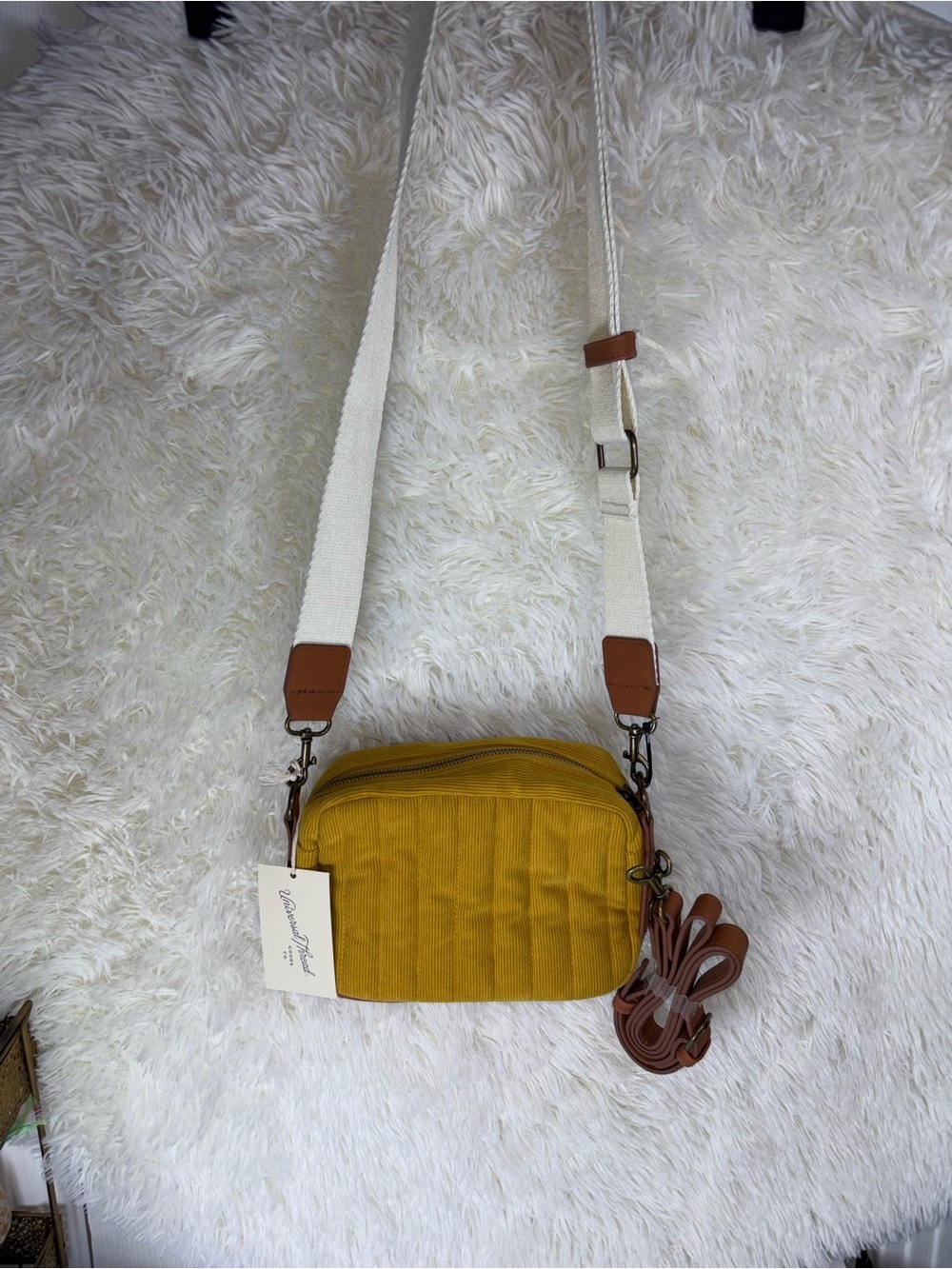 Yellow Quilted Crossbody Bag with Adjustable Strap
